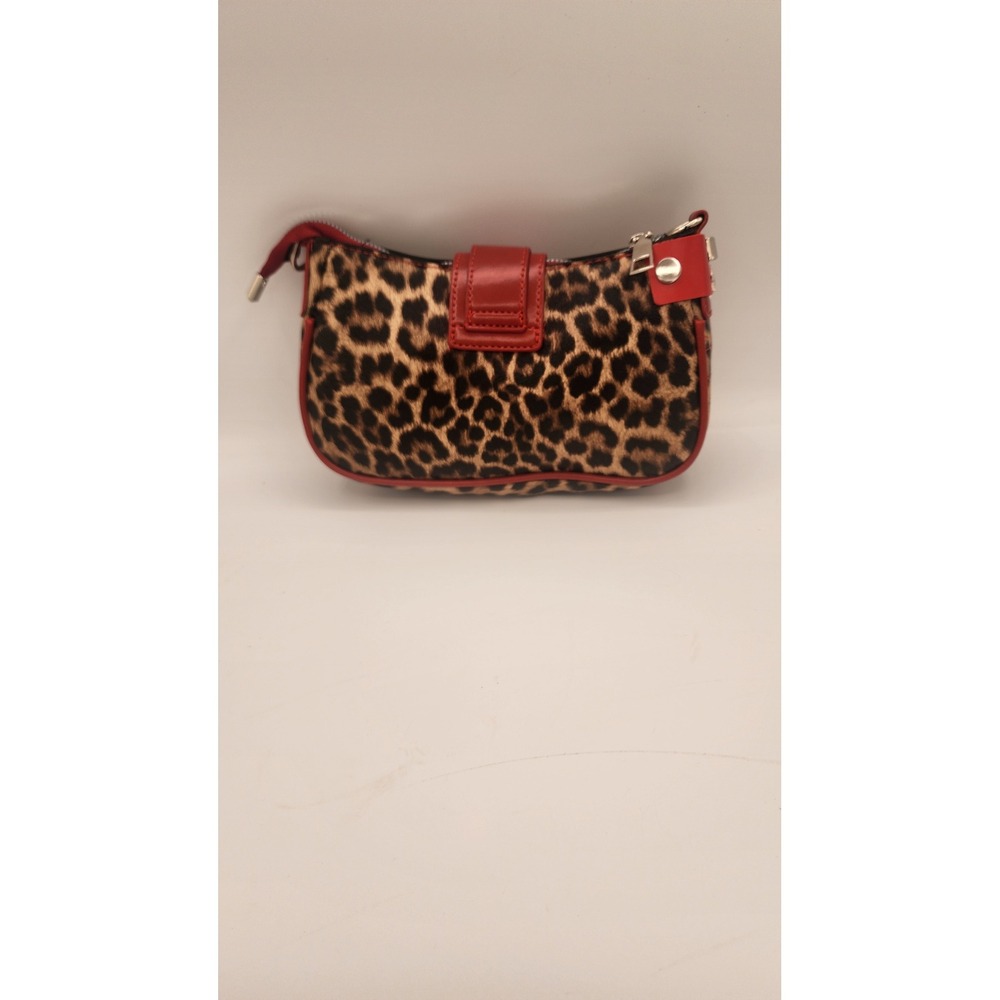 Leopard Print Red Baguette Shoulder Bag Studded Star Heart Punk Y2K Handbag - Picture 2 of 6